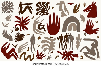 Vector hand drawn minimalistic set with flat shapes. Creative artwork with beetle. Template for card, poster, banner, print for t-shirt, pin, badge, patch.