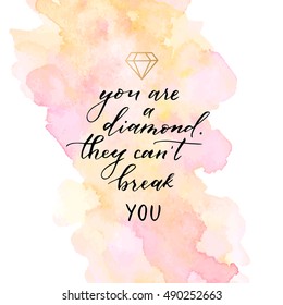 Vector hand drawn modern card. Trendy hand written calligraphy postcard. Elegant calligraphic quote and phrase You are precious.