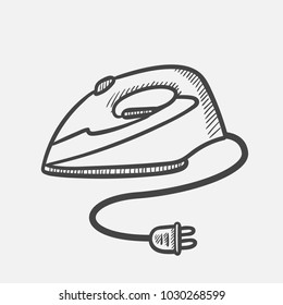 Dibujo manual de vectores Icono de doodle de esquema de hierro eléctrico moderno. Ilustración moderna de dibujo de hierro eléctrico para impresión, web, móvil e infografía aislada en fondo blanco.