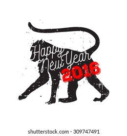 Vector hand drawn Monkey - the symbol of Chinese New Year 2016.