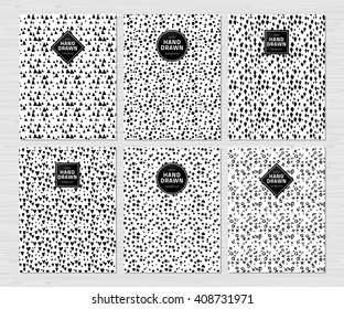 Vector hand drawn monochrome journal cards set.