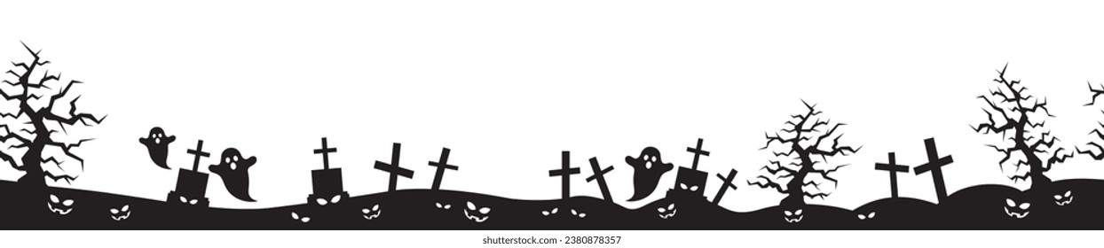Siluetas monocromas dibujadas a mano vectorial para la celebración de Halloween.