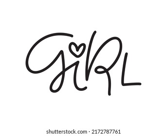 Vector hand drawn monoline dino text Girl. scandinavian funny handwritting quote for dinosaur. Good for poster, t-shirt textile graphic design. baby illustration.