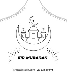Vector hand drawn mosque for ramadan kareem with white background
