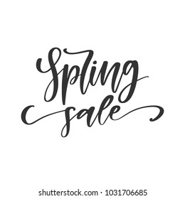 Vector hand drawn motivational and inspirational season quote - Spring sale. Calligraphy  concept for postcard design