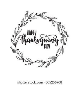 Vector hand drawn motivational and inspirational quote - Happy thanksgiving day. Thanksgiving Day calligraphic poster