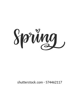 Vector hand drawn motivational and inspirational season quote - Spring.Calligraphic poster