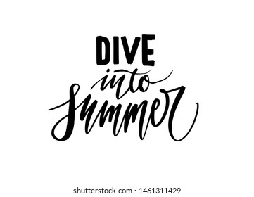 Vector hand drawn motivational quote about summer vacation on the sea.