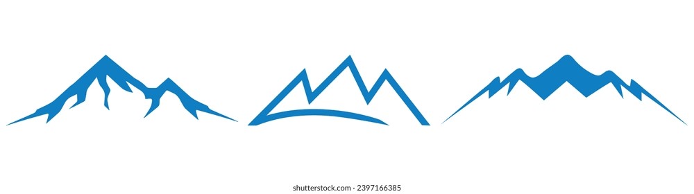 vector hand drawn mountain silhouette.mountain vectors set design