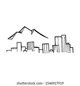 Vector hand drawn mountain sketch logo. Illustration on a white background. Freedom concept.