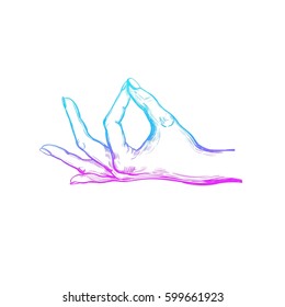 Vector hand drawn mudra. Isolated on white. Yoga. Spirituality