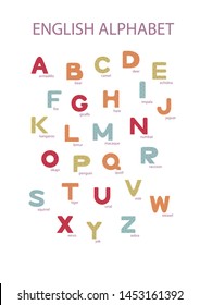 Vector Hand Drawn Multicolored English Alphabet Stock Vector (Royalty ...