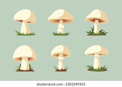 Icono plano de hongo dibujado a mano vectorial aislado. Goma blanca pálida, Colección de signos azáricos de la mosca. Símbolo de hongo mágico, plantilla de diseño. Ilustración del vector