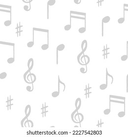 Vector hand drawn music notes seamless pattern, doodle style background, wrapping paper or fabric print design
