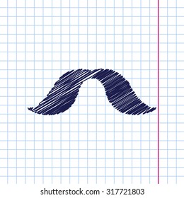 Vector hand drawn mustache icon on copybook 
