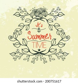 Vector hand drawn nature background, summer time