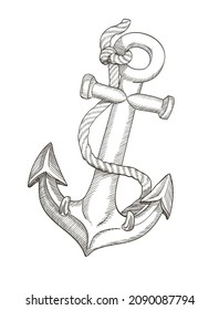 Vector hand drawn nautical anchor.