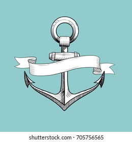 Vector hand drawn nautical anchor.