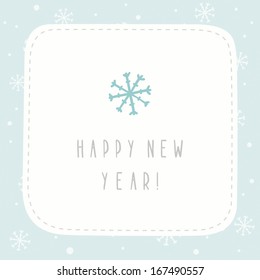 Vector hand drawn New year greeting card with pretty snowflake