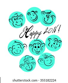 Vector  hand drawn new year illustration with congratulations. Christmas postcard design. Editable graphic design template. Celebration and holiday.