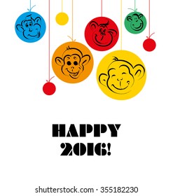 Vector  hand drawn new year illustration with congratulations. Christmas postcard design. Editable graphic design template. Celebration and holiday.