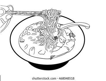 Vector hand drawn noodle 