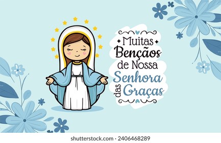 Vector hand drawn Nossa Senhora das Graças illustration - Graceful Inspirations: Artistic Depictions of Our Lady of Grace - Divine Elegance: Exploring Artworks - Serene Grace: Artistic Representations