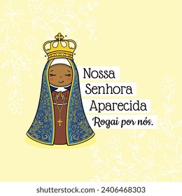 Vector hand drawn Nossa Senhora Aparecida illustration - Divine Beauty: Exploring Art Depicting Our Lady of Aparecida - Artistic Portrayals: Our Lady of Aparecida's Graceful Inspirations