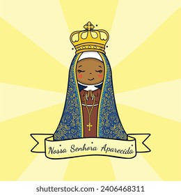 Vector hand drawn Nossa Senhora Aparecida illustration - Divine Beauty: Exploring Art Depicting Our Lady of Aparecida - Artistic Portrayals: Our Lady of Aparecida's Graceful Inspirations