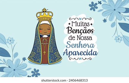 Vector hand drawn Nossa Senhora Aparecida illustration - Divine Beauty: Exploring Art Depicting Our Lady of Aparecida - Artistic Portrayals: Our Lady of Aparecida's Graceful Inspirations