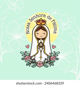 Vector hand drawn Nossa Senhora de Fatima illustration - Divine Visions: Artistic Expressions of Our Lady of Fatima - Sacred Beauty: Exploring Art Depicting Our Lady of Fatima