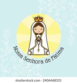 Vector hand drawn Nossa Senhora de Fatima illustration - Divine Visions: Artistic Expressions of Our Lady of Fatima - Sacred Beauty: Exploring Art Depicting Our Lady of Fatima