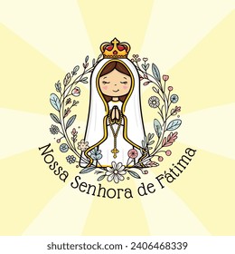 Vector hand drawn Nossa Senhora de Fatima illustration - Divine Visions: Artistic Expressions of Our Lady of Fatima - Sacred Beauty: Exploring Art Depicting Our Lady of Fatima