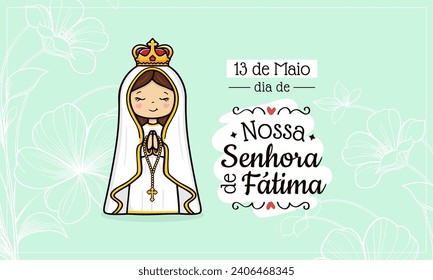 Vector hand drawn Nossa Senhora de Fatima illustration - Divine Visions: Artistic Expressions of Our Lady of Fatima - Sacred Beauty: Exploring Art Depicting Our Lady of Fatima