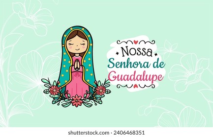 Vector hand drawn Nossa Senhora de Guardalupe illustration - Marian Masterpieces: Artistic Portrayals of Our Lady of Guadalupe - 
Guadalupe's Grace: Artistic Reverence for Our Lady's Image