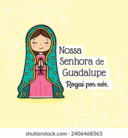 Vector hand drawn Nossa Senhora de Guardalupe illustration - Marian Masterpieces: Artistic Portrayals of Our Lady of Guadalupe - 
Guadalupe's Grace: Artistic Reverence for Our Lady's Image