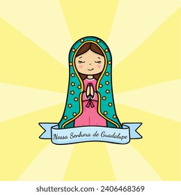 Vector hand drawn Nossa Senhora de Guardalupe illustration - Marian Masterpieces: Artistic Portrayals of Our Lady of Guadalupe - 
Guadalupe's Grace: Artistic Reverence for Our Lady's Image