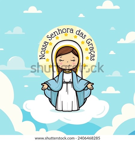 Vector hand drawn Nossa Senhora das Graças illustration - Graceful Inspirations: Artistic Depictions of Our Lady of Grace - Divine Elegance: Exploring Artworks - Serene Grace: Artistic Representations
