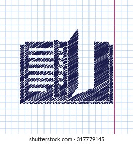 Vector hand drawn notebook icon on copybook 