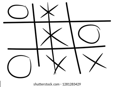 vector hand drawn noughts and crosses, 