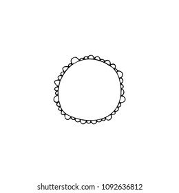Vector hand drawn object, abstract round frame. Feminine logo element, simple clipart. For business branding and identity. Black on white isolated symbol.