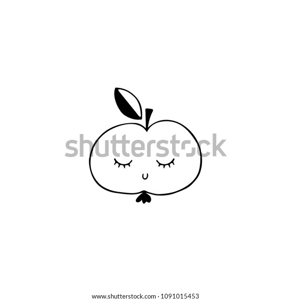 Download Cute Clipart Apple Black And White Background