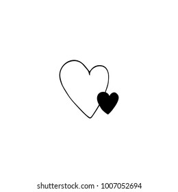 Vector hand drawn object, hearts. Feminine logo element, romantic clipart. For greeting cards, for business branding and identity. Black on white isolated symbol.