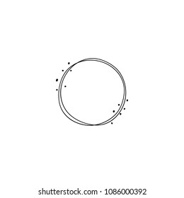Vector hand drawn object, simple round frame. Feminine logo element, romantic clipart. For business branding and identity. Black on white isolated symbol.