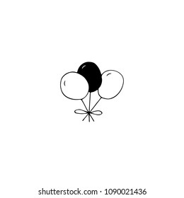 Vector hand drawn objects, balloons. Logo element for children related business branding and identity. Funny clipart for t-shirts, stationery. Black on white isolated symbol.