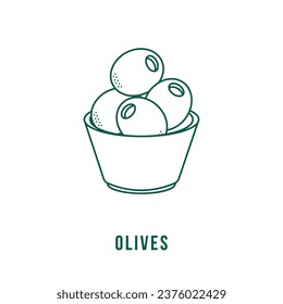 Vektor handgezeichnete Oliven Ikone für Design-Menü-Café, Etikett und Verpackung. Appetithappen