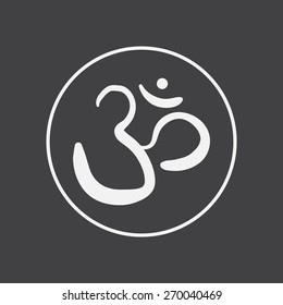 vector hand drawn om sign and symbol. sacred sound sketch on a black background