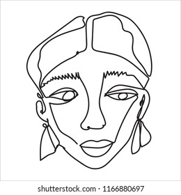 Vector hand drawn one line woman portrait