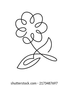 Vector Hand Drawn One Line Art Drawing of logo Flower. Minimalist Trendy Contemporary Floral Design Perfect for Wall Art Print, Social Media Poster, Invitation.