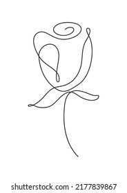 Vector Hand Drawn One Line Art Drawing of Flower Rose. Minimalist Trendy Contemporary Floral Design Perfect for Wall Art Print, Social Media Poster Invitation.